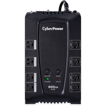 CyberPowerPC CP800AVR AVR Series Computer Battery Backup, 800VA / 450W UPS, 8 Outlets / USB & Serial Ports