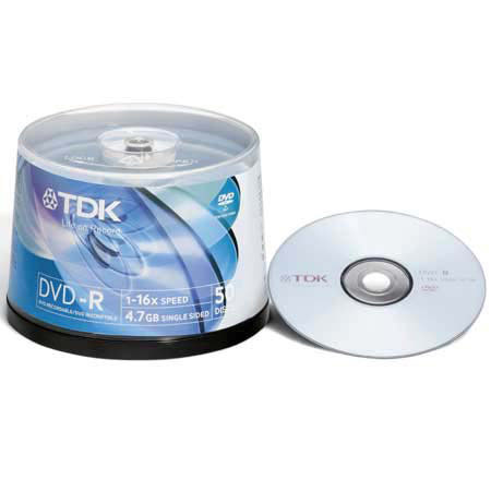 UPC 020356485184 product image for TDK DVD-R, 16x Recordable Media, 50 Pack on a Spindle. | upcitemdb.com