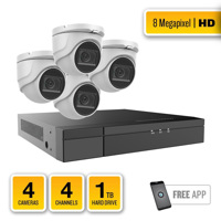 

Alibi 4 Camera 8MP IR HD-TVI Turret System with 4 CH Hybrid Recorder - 1TB HDD, HD8SYS-04T04H1