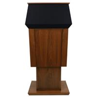 

AmpliVox SW3045A Patriot Plus Power Lift Solid Hardwood Adjustable Height Lectern with Sound System and Flesh Tone Over-Ear Microphone, Walnut