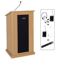 

AmpliVox SW450 Wireless Presidential Plus Lectern with Sound System and Lapel & Headset Microphone, Oak