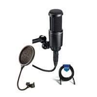 

Audio-Technica AT2020 Side-Address Cardioid Condenser Microphone - Bundle With H&A Pop Filter for Microphone, 25' XLR Microphone Cable