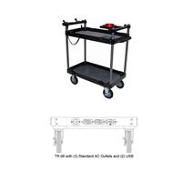 

Backstage Mini Flight Case Cart with Wheels, Aluminum - Bundle with AC Option Standard Household Outlets (4) 15A 125 VAC 60Hz