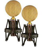 

Cascade Microphones Fat Head Stereo Figure 8 Ribbon Microphone with Stock Transformer, Brown Mic with Gold Grill, Pair