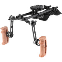 

CAMVATE Pro Shoulder Support Rig with Manfrotto Quick Release Baseplate & Dual ARRI Rosette Extension Arm Wooden Handgrip