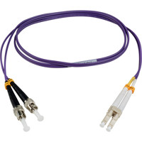 

Camplex 6.56' OM4 10/40/100G Multimode Duplex LC to ST Fiber Optic Patch Cable, Purple