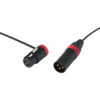 

Cable Techniques 12" Premium Low Profile Right Angle XLR-3F to XLR-3M Straight Microphone Cable, Red Caps