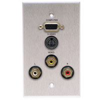 

Comprehensive Single Gang Wallplate, HD15, S-Video, 3RCA -Passthru, Stainless White