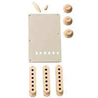 

Fender Stratocaster Accessory Kit, Includes 3x Control Knob, Switch and Trem Arm Tips, Back Plate, 3x Pickup Cover, Aged White