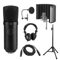 

H&A Surfur Professional Cardioid Condenser Microphone - Reflection Filter Reflection Filter Tripod Mic Stand - Pop Filter - 25' XLR M to XLR F Microphone Cable - Studio Monitor Headphones