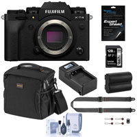 

Fujifilm X-T4 Mirrorless Digital Camera Body, Black Bundle with 128GB SD Card, Bag, Extra Battery, Charger, Peak Design SlideLITE Strap, Screen Protector, Cleaning Kit