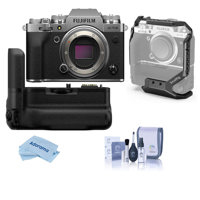 

Fujifilm X-T4 Mirrorless Digital Camera Body, Silver - With Fujifilm Vertical Battery Grip, Cleaning Kit, Microfiber Cloth, SmallRig Cage for FUJIFILM X-T4