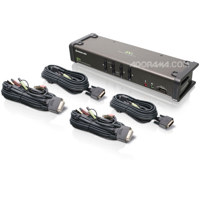 

IOGEAR 4 Port DVI KVMP Switch with Audio and Cables, Hotkey Switching Between USB Peripherals and Audio Ports