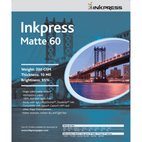 

Inkpress Matte 60 Single Sided Bright White Inkjet Paper, 10 mil., 200gsm., 17x25", 50 Sheets