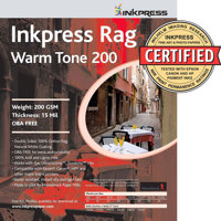 

Inkpress Rag Warm Tone 200 Double Sided, Cream White Matte Inkjet Paper, 15 mil, 200 gsm, 8x10", 25 Sheets