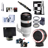 

Sony FE 100-400mm f/4.5-5.6 GM OSS E-Mount Lens - Bundle With 77mm Filter Kit, LensAlign MkII Focus Calibration System, FocusShifter DSLR Follow Focus, Flex Lens Shade, Cleaning Kit, And More