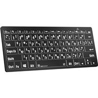 

LogicKeyboard XL Print PC Bluetooth Mini Keyboard, White on Black, US English & Hebrew