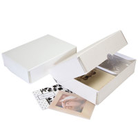 

Lineco 9x12" Greeting Card Storage Box, 3" Deep, Metal Edge, Faux Leather Cover, Removable Lid, Color: Pure White