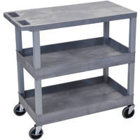 

Luxor EC211 32x18" Utility Cart with 1x Flat and 2x Tub Shelves, 400lbs Capacity, Gray