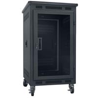 

Lowell Manufacturing LPR-1422PGT 14U Portable Rack Unit, Plexi Door, Graphite Top, 22" Depth, Black