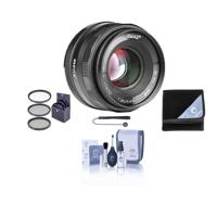 

Meike 35mm f/1.4 Lens for Fuji X, Black - Bundle With 49mm Filter kit, Lens Wrap, Cleaning Kit, Capleash II