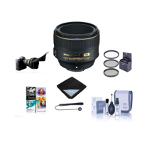 

Nikon 58mm f/1.4G AF-S NIKKOR Lens U.S.A. - Bundle with 72mm Filter Kit, Cleaning Kit, Lens Wrap, Cap Leash, Flex Lens Shade, Software Package