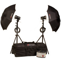 

Norman D12R-2 1200ws Umbrella Kit with D12R Power Supply, IL2500 Lamp Heads, Reflectors, Light Stands, Umbrellas & Wheeled Case