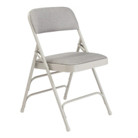 

National Public Seating 2302 Deluxe Fabric Upholstered Triple Brace Double Hinge Premium Folding Chair, Graystone Surface, Gray Frame