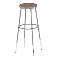 

National Public Seating 6200 Series 32"-39" Height Adjustable Heavy Duty Steel Stool, Masonite Wood Seat, Gray Frame