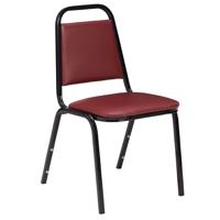 

National Public Seating 9100 Series Vinyl Upholstered Stack Chair, Burgundy Seat, Black Frame