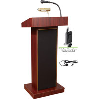 

Oklahoma Sound Orator 800X Floor Sound Lectern with LWM-6 Wireless Tie Clip/Lavalier Microphone, Mahogany