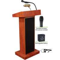 

Oklahoma Sound Orator 800X Floor Sound Lectern with LWM-5 Wireless Handheld Microphone and Rechargeable Battery, Cherry