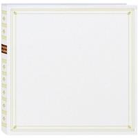

Pioneer Photo Album Full Size Post Bound, Clear Pocket Photo Album with Solid Color Covers & Gold Trim, Holds 300 3.5x5.25" Photos, 6 Per Page, Color: Bright White.