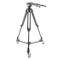 

Prompter People TRI-HD500 3-Section Aluminum Heavy Duty Tripod System with 100mm Fluid Head, Ground Spreader and Dolly, 50 lbs Capacity, 5.5' Max Height