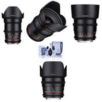 

Rokinon Cine DS Lens Kit for Sony E Mount Consists of 20mm T1.9 WA Lens, 35mm T1.5 Lens, 50mm T1.5 Lens, 85mm T1.5 Lens, Cleaning Kit