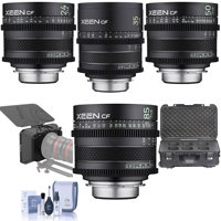 

Rokinon Xeen CF 24mm, 35mm, 50mm, 85mm T1.5 Pro Cine 4 Lens Bundle for Canon EF-Mount with SmallRig Lightweight Matte Box, Custom 6 Lens Carry-On Case, Cleaning Kit