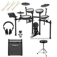 

Roland TD-17KV V-Drums Electronic Drum Set - With Roland PM-100 80W Personal Drum Monitor, - 3x Drum Sticks, Pair - H&A Double-Braced Drum Throne - H&A Closed-Back Studio Monitor Headphones