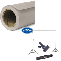 

Savage Widetone Seamless Back aper, 107" wide x 36' Studio Gray, #12 - Bundle With Flashpoint 10' Background Support System Air Cushioned, Flashpoint Clip Clamp with 2" Jaw