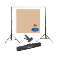 

Savage Widetone Seamless Background Paper, 107" wide x 36' Beige, #25 - Bundle With Flashpoint 10' Background Support System Air Cushioned, Flashpoint Clip Clamp with 2" Jaw