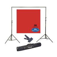 

Savage Widetone Seamless Background Paper, 107" wide x 150' Primary Red, #8 - Bundle With Flashpoint 10' Background Support System Air Cushioned, Flashpoint Clip Clamp with 2" Jaw