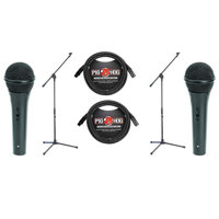 

Samson 2x MK10 Lightweight Boom Mic Stand - With 2 Pack On-Stage Audio Spectrum AS400 Low-Z Dynamic Handheld Microphone, 2x 20' 8mm XLR Microphone Cable