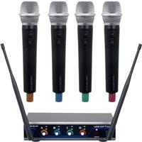 

VocoPro Digital-Quad-H 4-Channel UHF Wireless Handheld Microphone System with Receiver, 4x Handheld Microphones, 915 to 927.2MHz