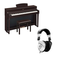 

Yamaha Arius YDP-184 88-Key Traditional Console Digital Piano with Bench & PA-300C AC Power Adapter, Dark Rosewood - With H&A Closed-Back Studio Monitor Headphones