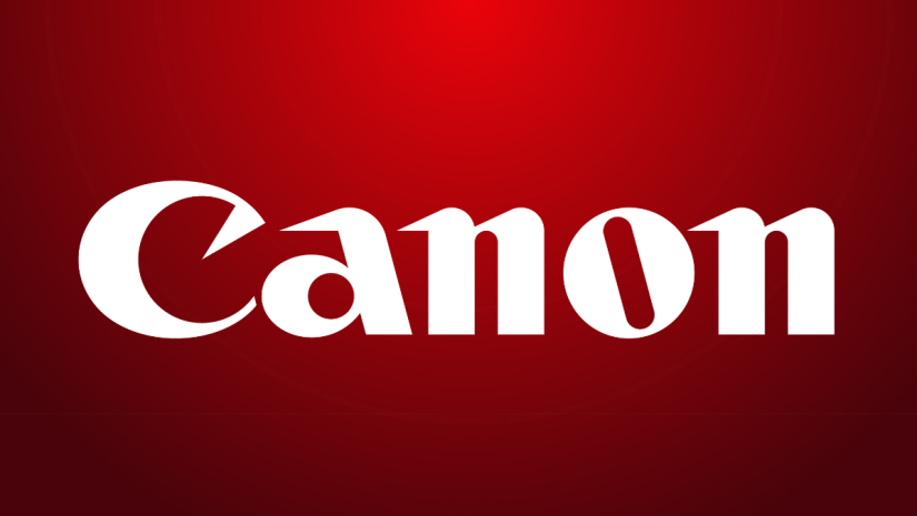 canon logo on red background