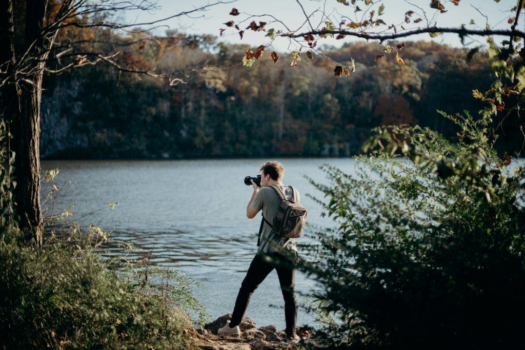 A photographer on a location shoot