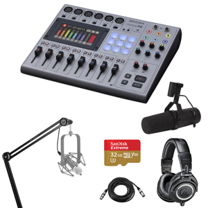 Zoom PodTrak P8 Podcast Recorder with Mic, Broadcast Arm