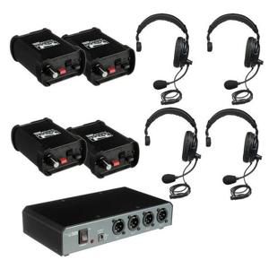 PortaCom COM-40FC/C Four Single Headset 2-Ch Wired Intercom Package ...