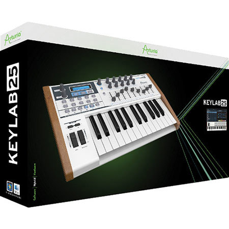 Arturia KeyLab 25 Hybrid Compact 25-Key Controller, 15 Effects, 13  Encoders, 9 Sliders, 15 Buttons, Layer or Split Keyboard, 1:1 Software  Control