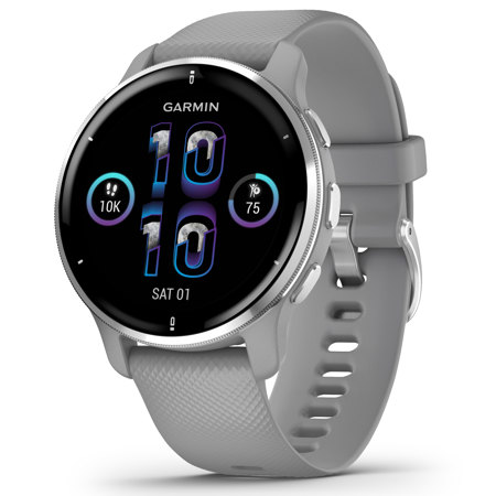 Garmin Venu 2 Plus 43mm GPS Smart Watch Powder Gray with Silicone Band 010 02496 00