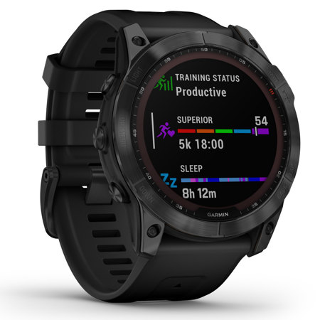 Garmin fenix 7X Sapphire Solar 51mm Multisport GPS Smartwatch, Black DLC  Titanium with Black Band